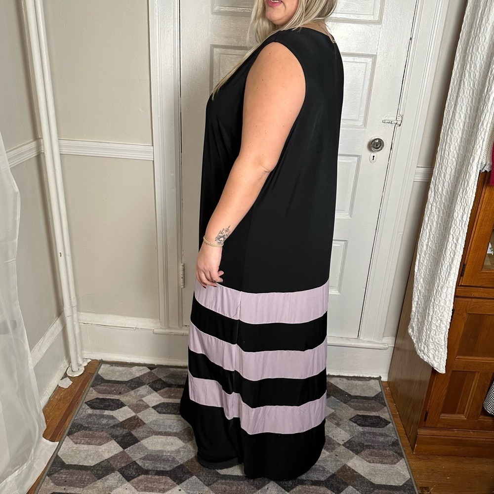 Dora Landa Maxi Dress Black & Pink‎ Boho Fairy Grunge Flowy Drapes Neck Casual - Picture 4 of 15